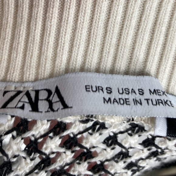 Zara Black and White Houndstooth Oversized Knit Vest S - Picture 5 of 5